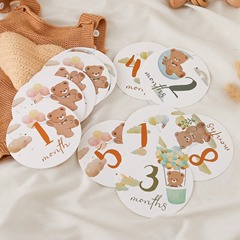 1月から12月までの赤ちゃんの写真撮影記念小道具、丸いカード、クマの100日満月マイルストーン