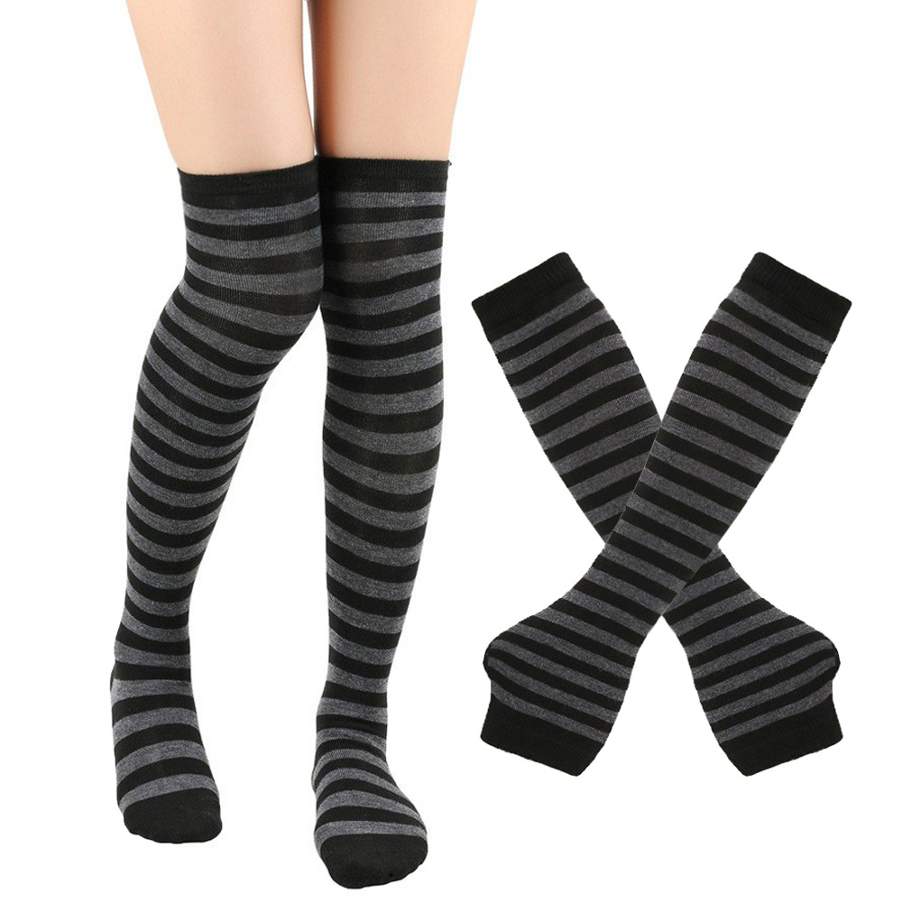 Mănuși cu dungi, șosete lungi peste genunchi, set de costume de petrecere pentru cosplay de Halloween SOC_voghion.com