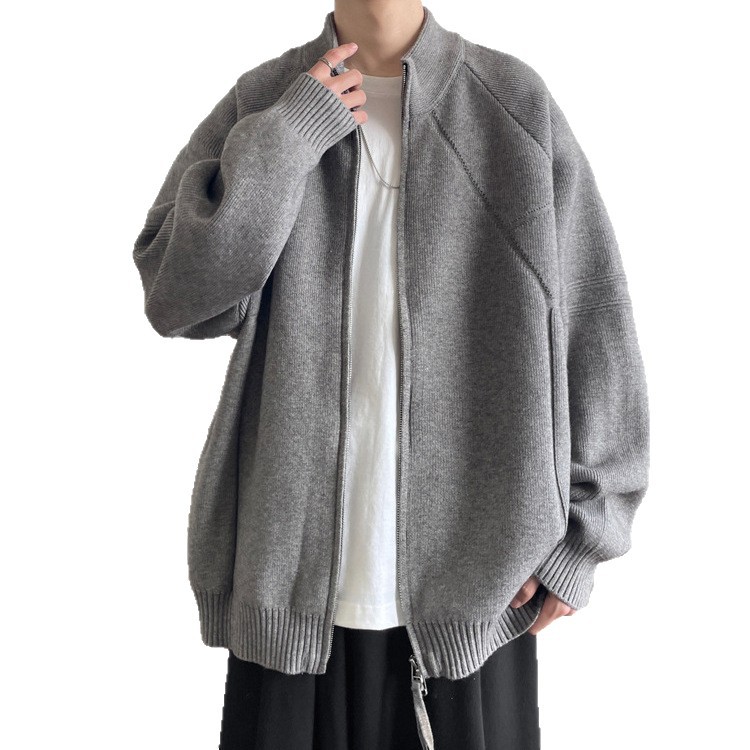 Explosiones transfronterizas de tamaño europeo suéter de cremallera doble chaqueta cardigans chaqueta suéter de punto fábrica de negocios al por mayor