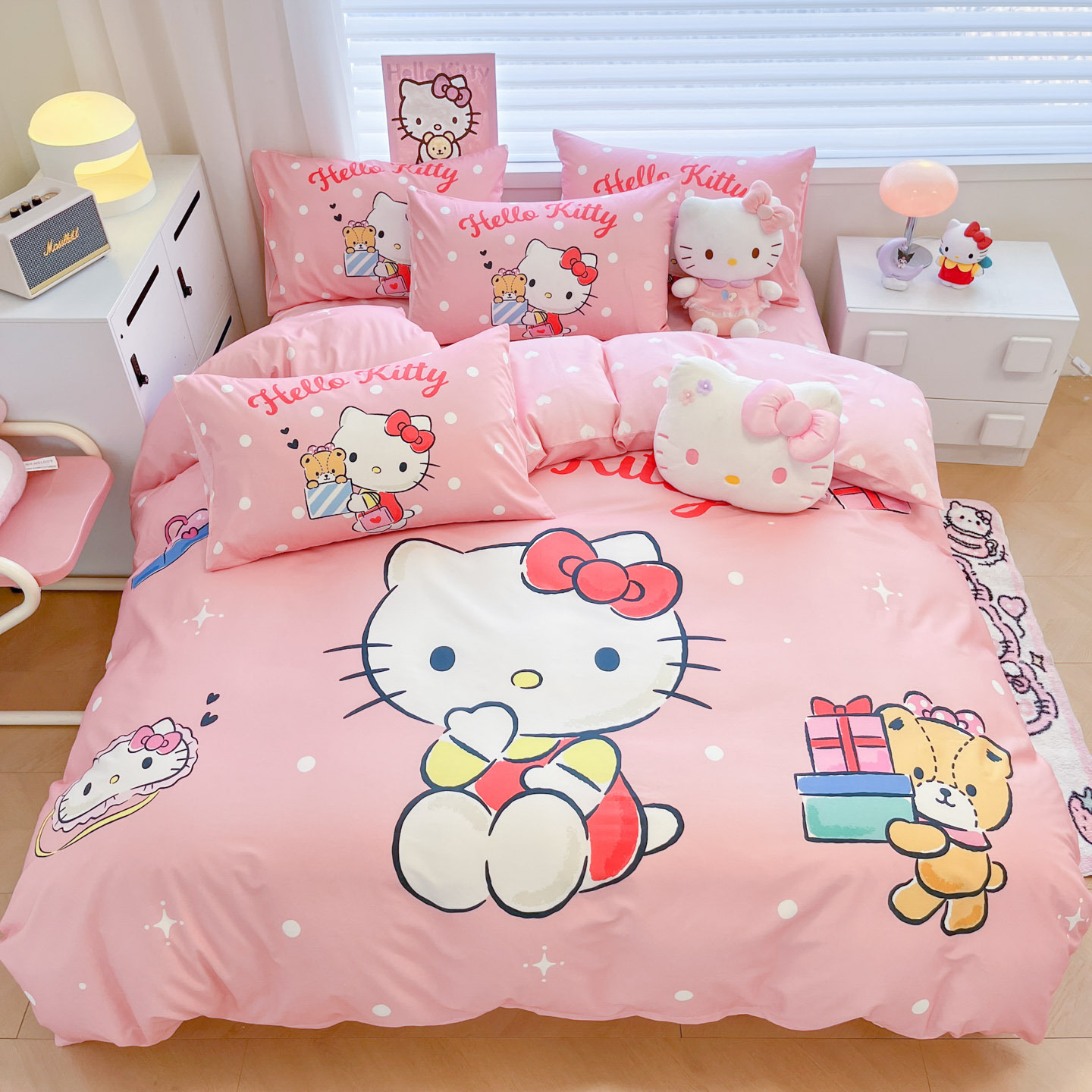 Foreign Trade Cartoon Cotton Four-Piece Set Pure Cotton Kuromi Three-Piece Set Cute Girls Spring and Summer Bedding for All Seasons