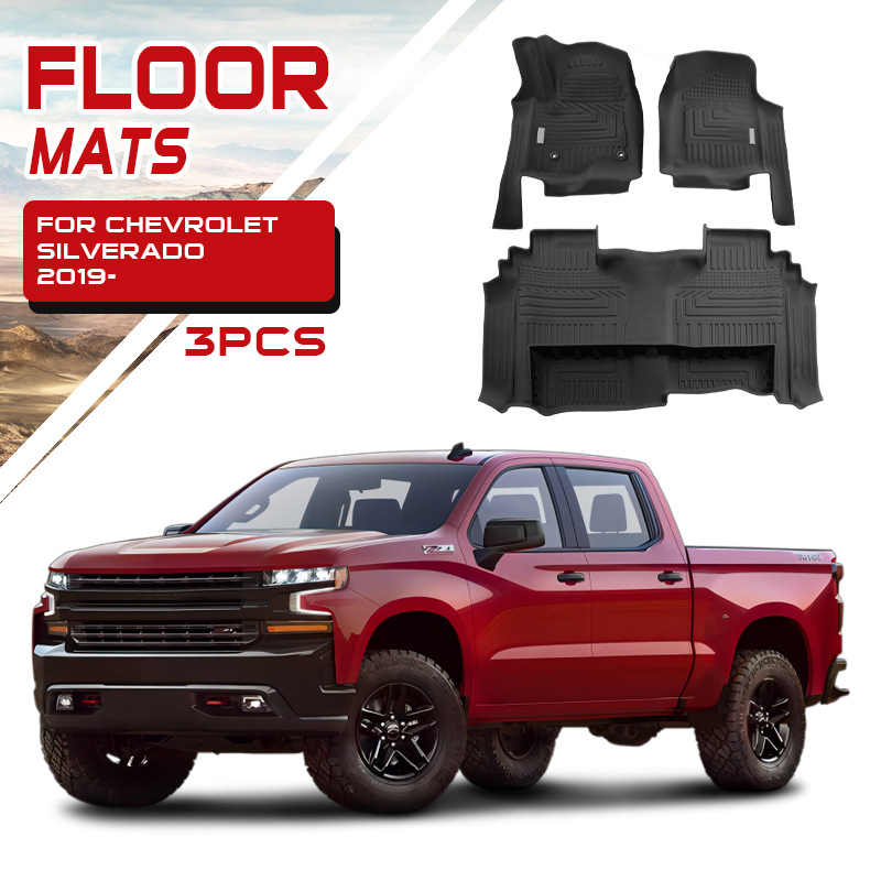 Tapetes de Piso Impermeables para Chevrolet Silverado, Tapetes de TPE para Automóvil
