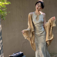 【金玉繁华】新中式夏季无袖连衣裙气质女鎏金改良长款显瘦旗袍女