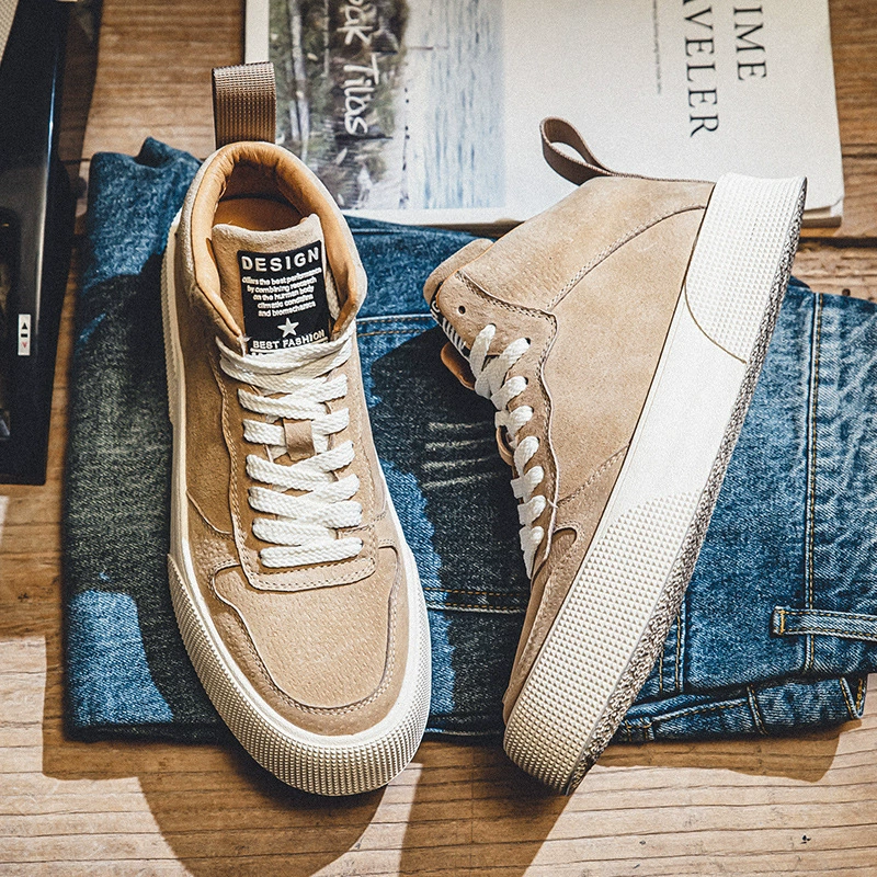 Рабочая одежда на флисовой подкладке, высокие кроссовки, мужская зимняя повседневная обувь со средним верхом из натуральной кожи, Национальная мода, мужская обувь высокого уличного качества