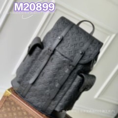 跨境男士双肩包Chris topher真皮压花休闲大容量电脑包旅行包同款