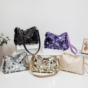 High-End Sequined Armpit Small Bag for Women Summer New Fashion Shoulder Bag Summer Trendy Cool Pillow Bag Dinner Bag