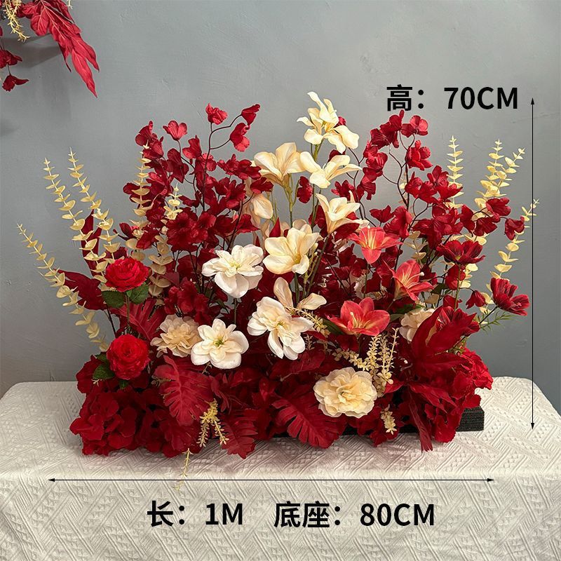 升级大尺寸订婚仿真花排花仿真绢花成品装饰尤加利花排台路婚礼|undefined