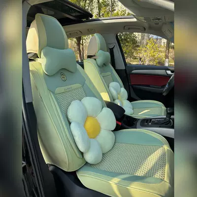 New car seat cover four: Universal seat cover - apple-green-flower-edition-five-seat-universal-cushion