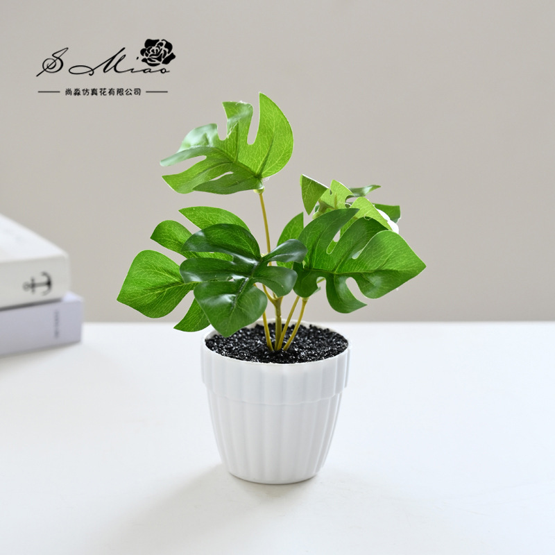 Flor artificial planta verde colgante cesta tortuga hoja pequeño bonsai flor artificial interior decoración creativa maceta artificial