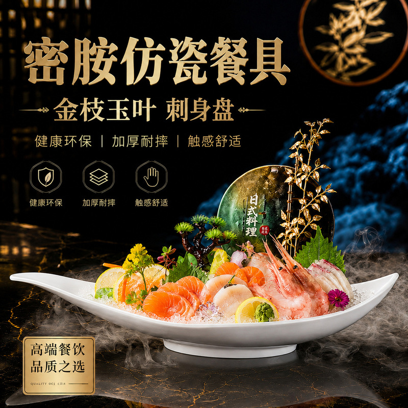 Melamine Seafood Presentation Plate, Sashimi Plate, Salmon Special Plate, Hotel Sashimi Plate, High-End Creative Ice Plate for Plating Melamine Seafood Presentation Plate, Sashimi Plate, Salmon Special Plate, Hotel Sashimi Plate, High-End Creative Ice Plate for Plating