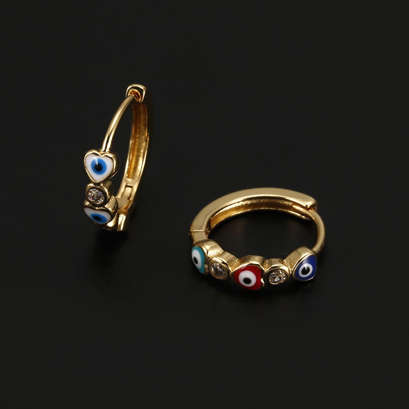 4g Weight Earrings Event & Party Supplies Zircon Inlay Material Fashion Heart Shape Eye Copper Inlay Zircon Earrings 1 Piece