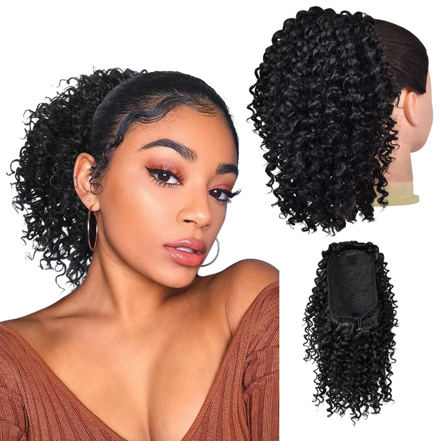 wig drawstring wig women's corn perm ponytail high temperature silk fluffy soft 35cm_voghion.com