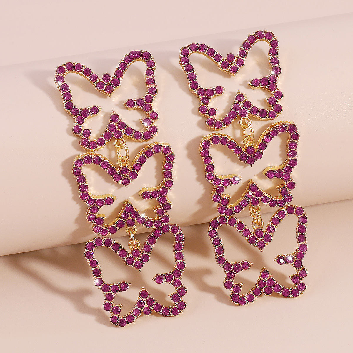 1 Pair Fashion Butterfly Alloy Plating Rhinestones Women's Drop Earrings display picture 23