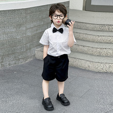 帅气男童礼服主持人服装夏季儿童西装套装男宝生日花童摄影演出服