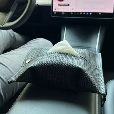 Car tissue box/set Creative Car Decoration Paper - black-with-straps