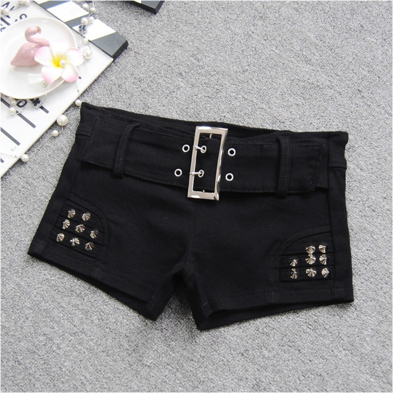 Spice Girls Denim Shorts Stretch Slim-Fit Character American Style Rivet Low Waist New Black Tight Slim Short Hot Pants Spice Girls Denim Shorts Stretch Slim-Fit Character American Style Rivet Low Waist New Black Tight Slim Short Hot Pants