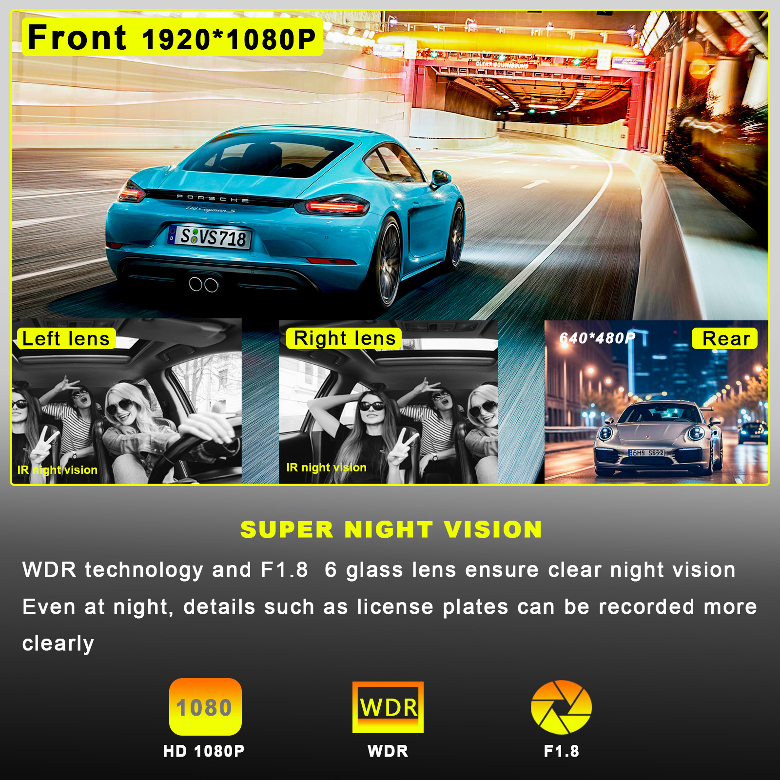 4-Channel Recorder with Wifi 1080P Dash Cam New Model Loop Recording High-Definition Recorder Dashcam