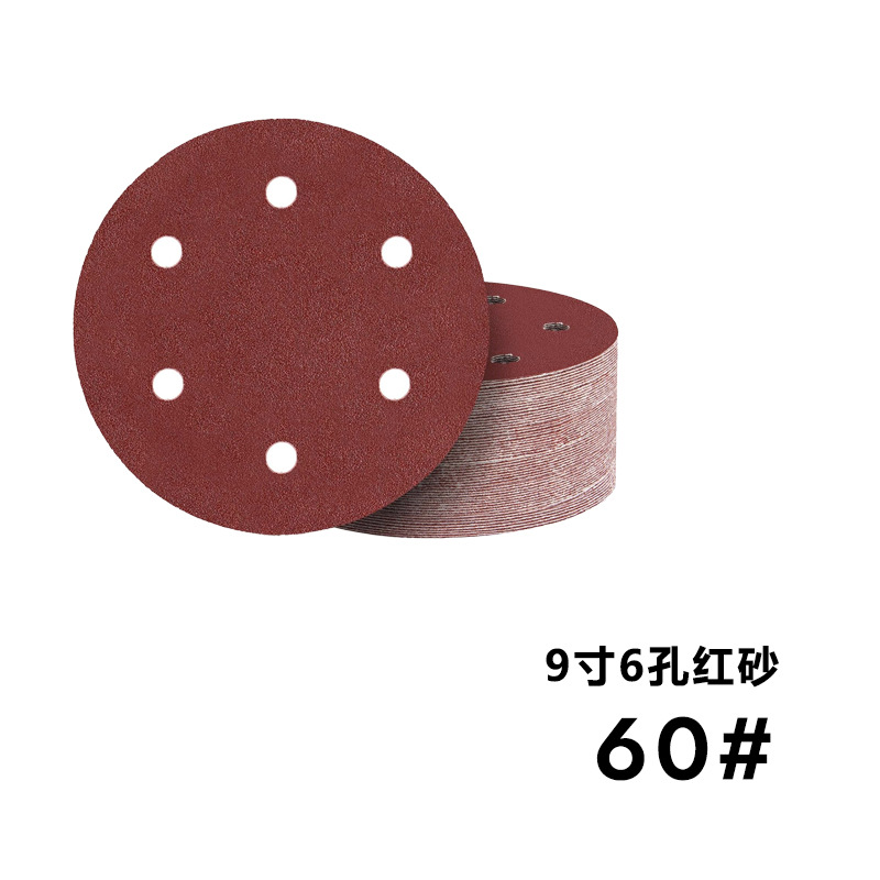 Discos de Lija Autoadhesivos Flocados 9 Pulgadas 6 Orificios Óxido de Aluminio para Pulido de Madera image 8