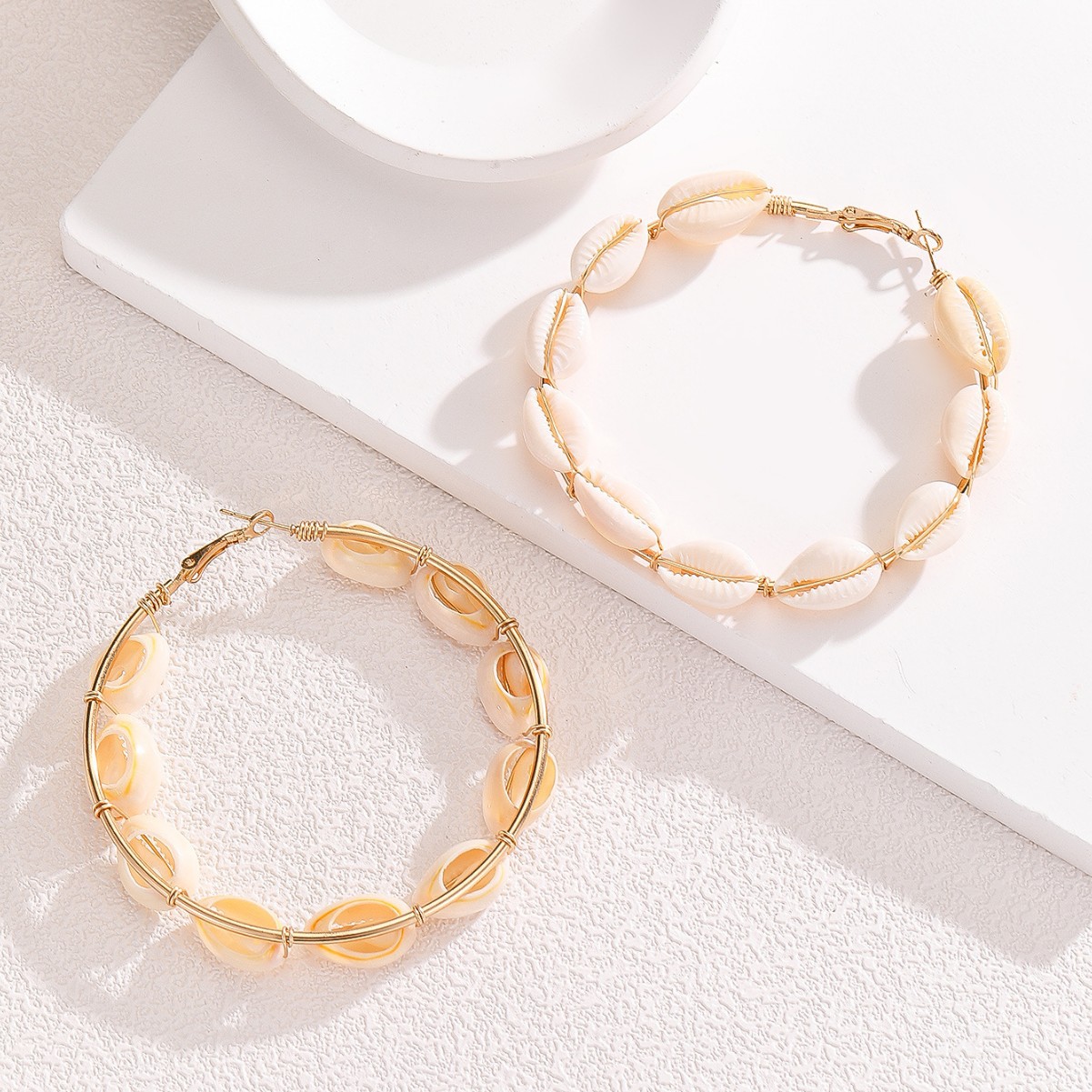 Handmade Woven Shell Earrings For Summer Beach Vacation Style_voghion.com