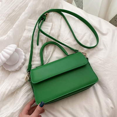 lady portable Little bag 2021 Spring new pattern fashion Korean Edition Female bag Soft surface pu Messenger One shoulder Square bag