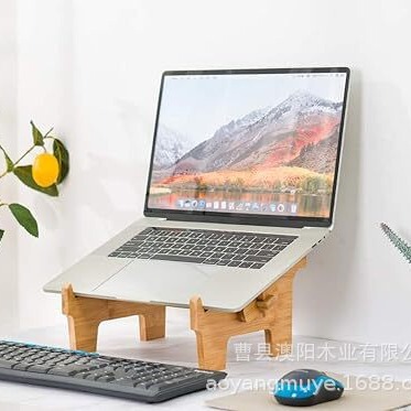 Wooden Laptop Stand Desktop Ergonomic Computer Stand Bamboo-wood Foldable Computer Rack