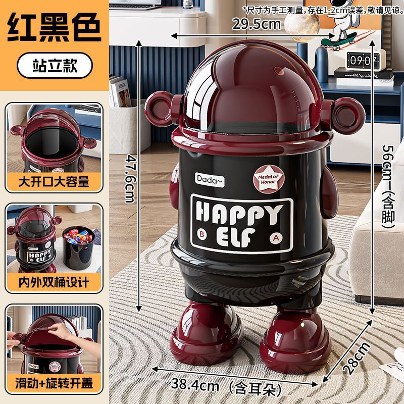 Gran tamaño de sala de estar doméstica astronauta basura de gran capacidad con cubierta dentro y fuera de doble cubo basura con cubierta