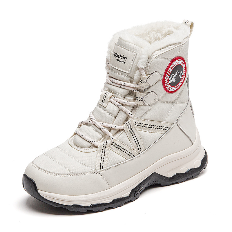Botas de nieve de fondo grueso para mujeres 2025 nuevos zapatos de invierno de algodón blanco de montaña deportivos casuales