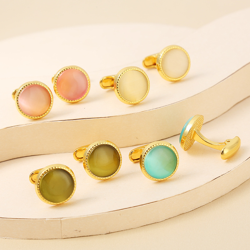 neue runde Manschettenknöpfe mit Diamantkristall, modische, hochwertige Manschettenknöpfe aus Zirkon_voghion.com