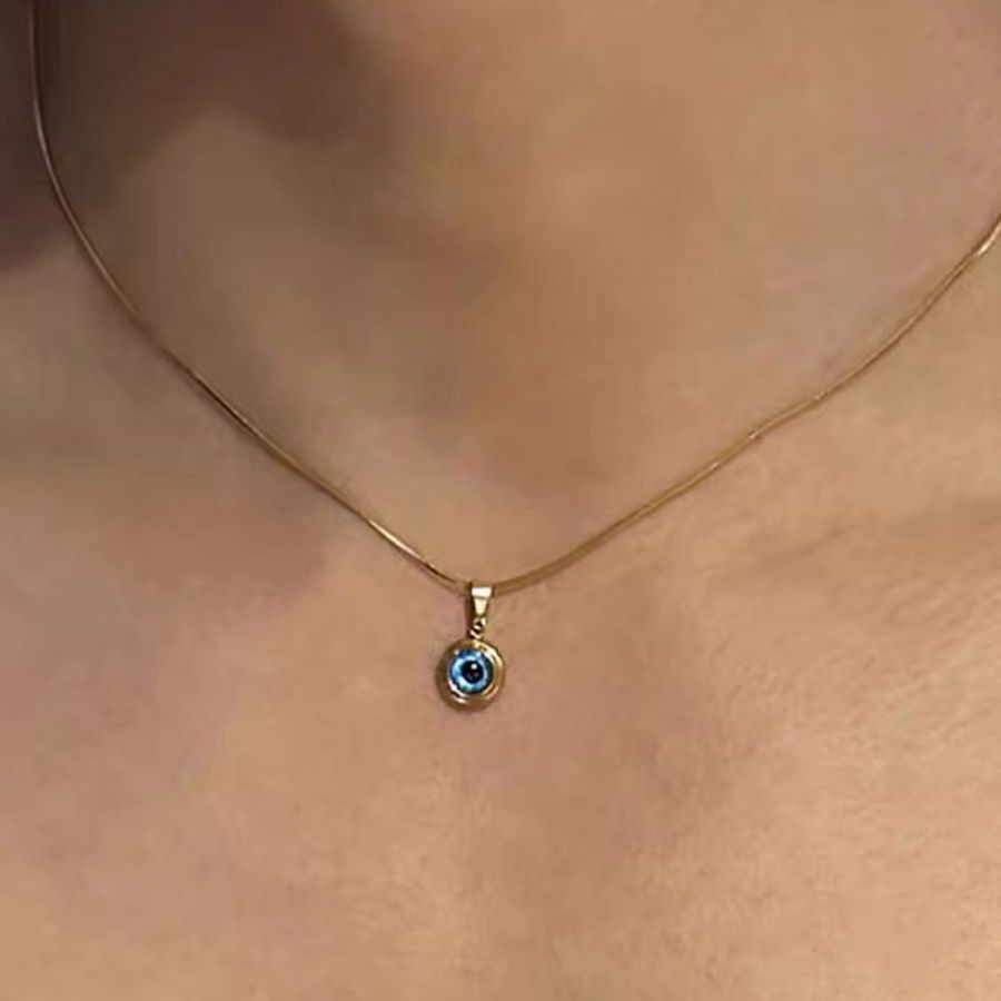 天使之眼钛钢金色精致锁骨链男个性轻奢项链小众原创设计饰品女潮