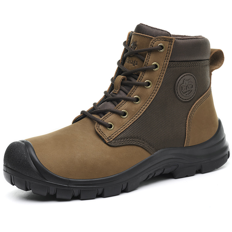 Chaussures de travail spéciales pour hommes, protection optimale, cuir de vachette pleine fleur, embout en acier, toutes saisons, montantes, anti-écrasement, anti-perforation, résistantes à l'usure, sécurité homme_voghion.com