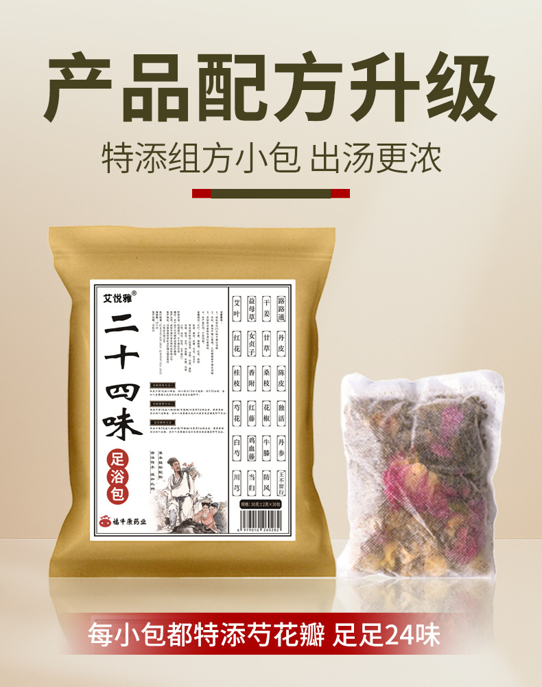Herbal Foot Soak Pack 28 Herb Blend Mugwort Mulberry Twig Traditional Chinese Foot Bath 30g x 30 Bags quality and texture