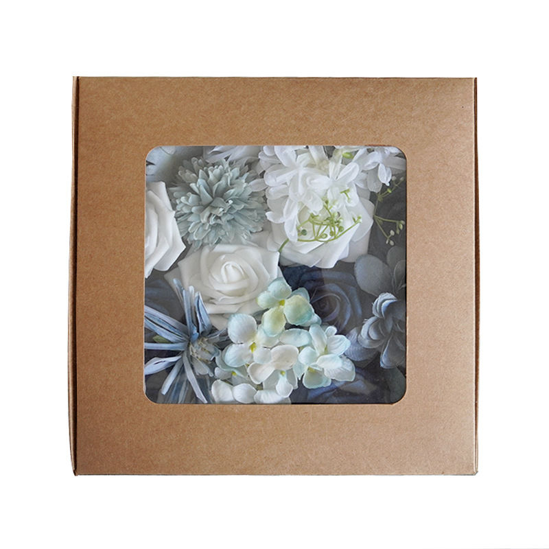 亚马逊热销蓝色系仿真绢布婚礼仪式纪念用品永生新娘伴娘手捧订婚