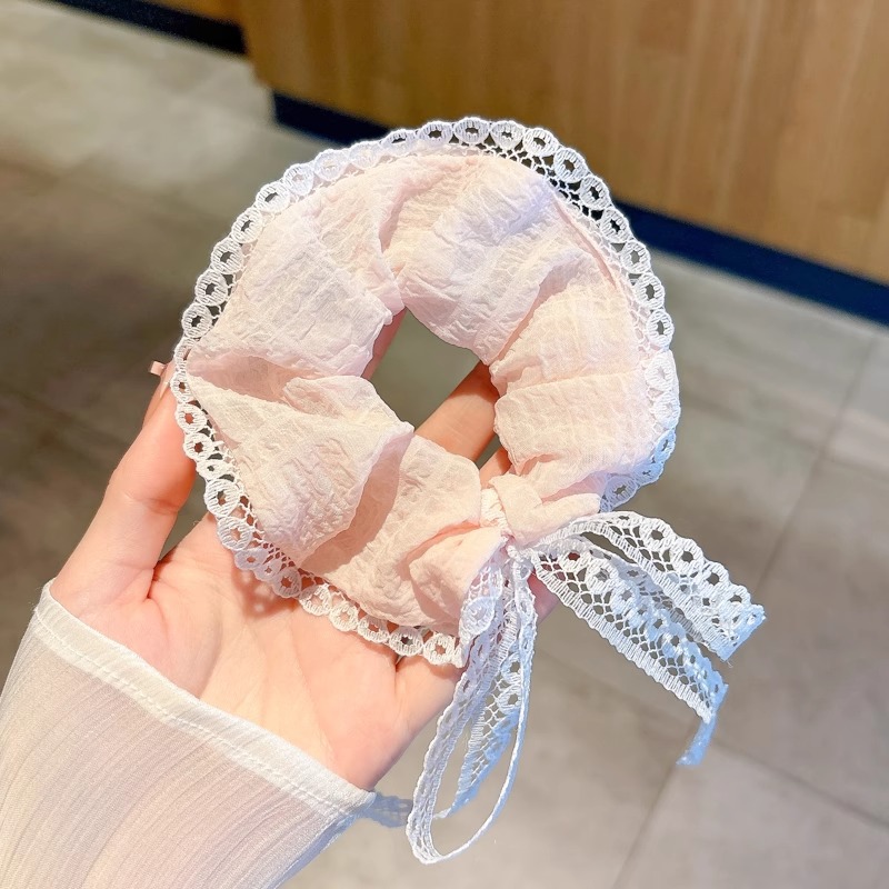 Anillo de cabello de intestino grande colección de anillo de cabello simple y fresco super inmortal flor triturada encaje adornos para el cabello popular cuerda de cabello al por mayor