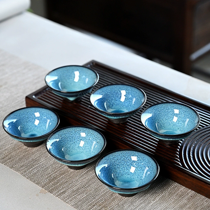 Русская керамическая кружка для чая "Ru kiln owner cup water cup open piece tea cup small tea cup tea set kung fu ceramic six-color Ge kiln Jingdezhen green porcelain"