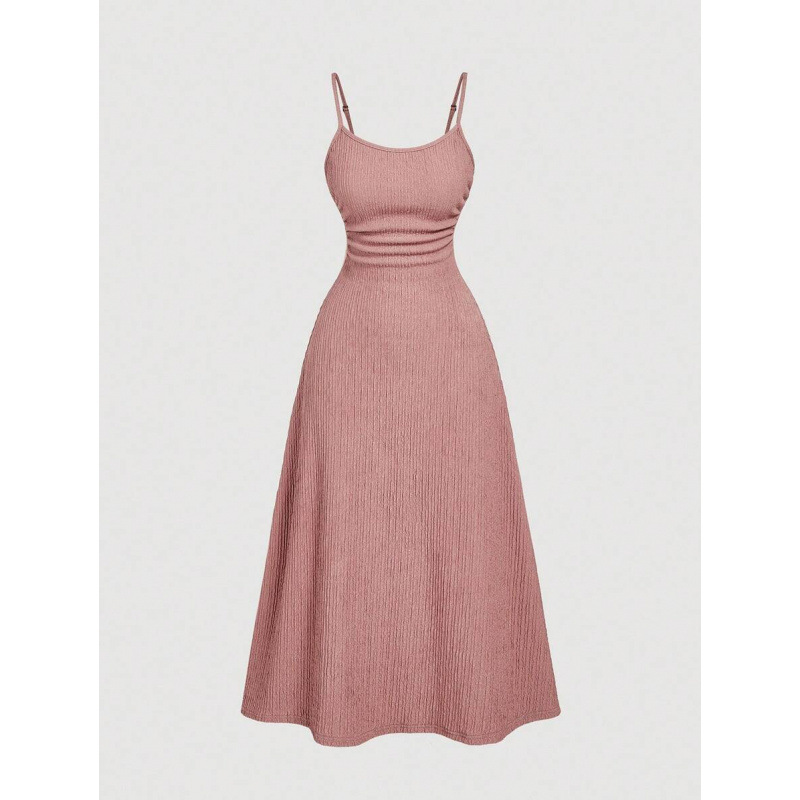 2025 comercio exterior mujeres vestidos 1pc damas romántico pliegue ajustable correa de hombro delgada vestido