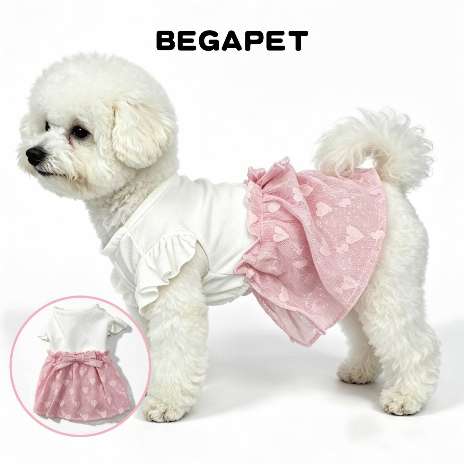 夏季新款粉色双层花边连衣裙狗狗衣服小型犬宠物猫咪裙子批发