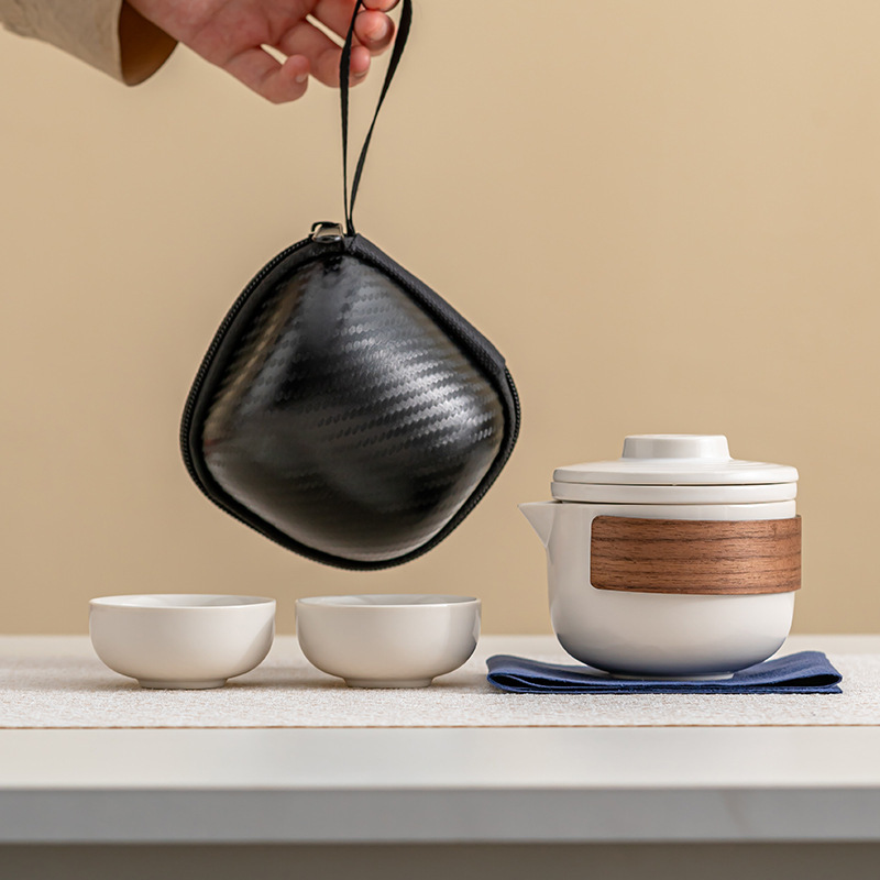 Ceramic Gift Travel Tea Set Portable Quick-Brew Cup One Pot Two Cups Business Event Souvenir Logo Tea Divider Ceramic Gift Travel Tea Set Portable Quick-Brew Cup One Pot Two Cups Business Event Souvenir Logo Tea Divider