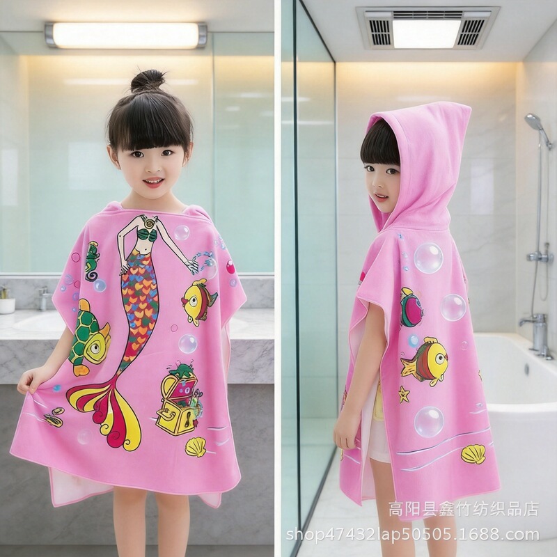 Wholesale children bath towel cloak soft absorbent bathrobe baby bath swimming hooded reactive printed bath towel towel Wholesale children bath towel cloak soft absorbent bathrobe baby bath swimming hooded reactive printed bath towel towel