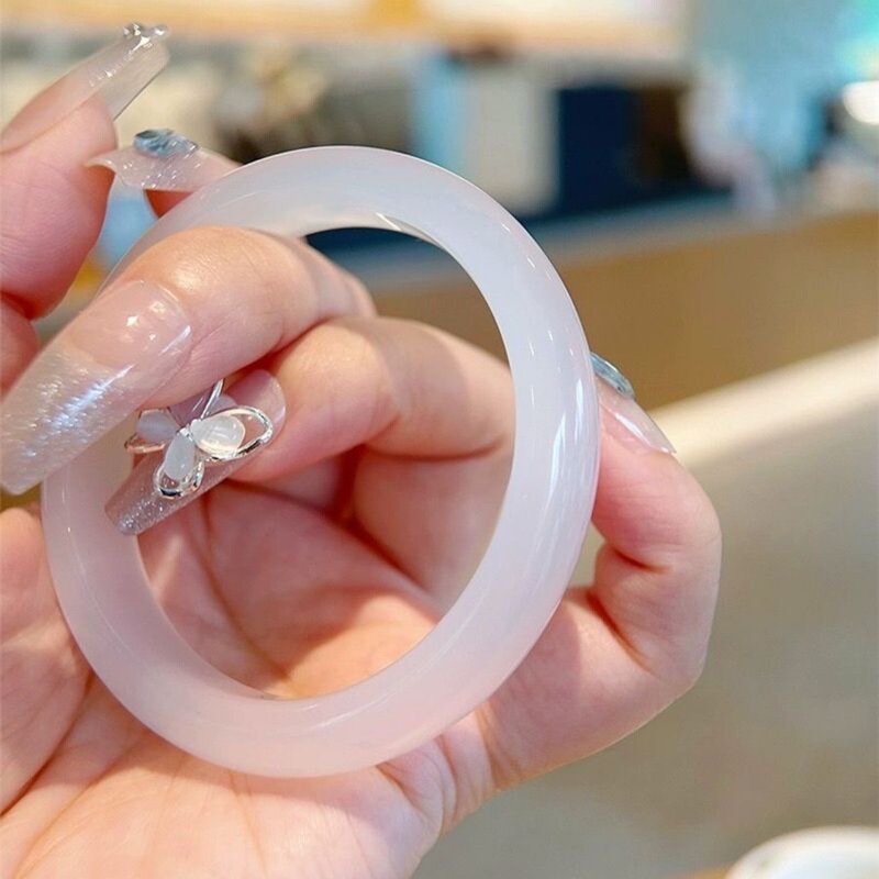 天然の氷種の高氷瑪瑙のブレスレットの白い月の光の腕輪の女性の金の翡翠の玉髄のレイシの冷凍の腕輪の玉の腕輪の氷透|undefined