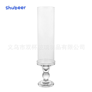 Cross-border Simple Roman Column Double-tube Glass Candle Holder Smokeless Decoration Ornaments Wedding Aromatherapy Candle Holder Candle Cup