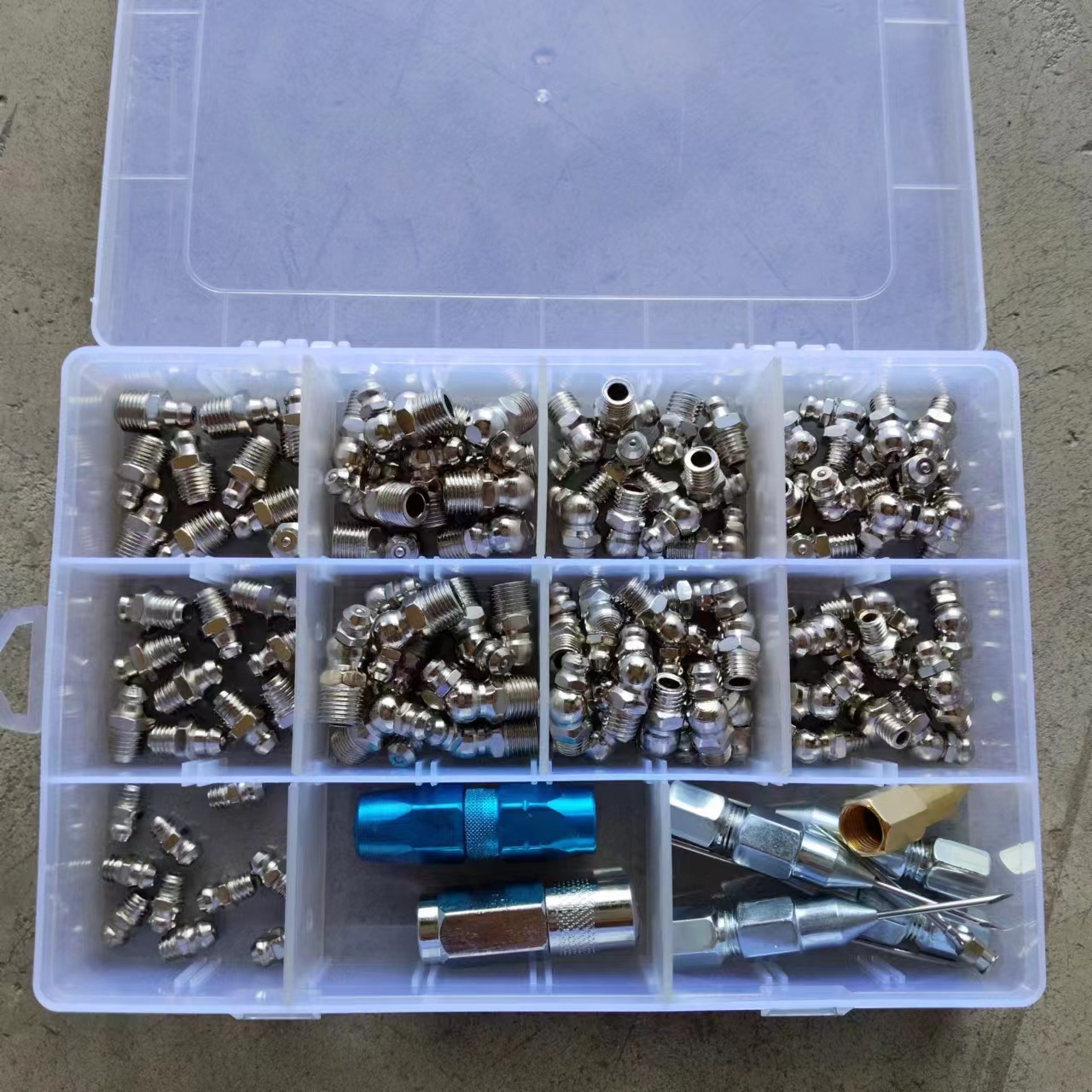 黄油嘴套盒M6M8M10毫米黄油咀注油嘴黄油枪尖头平头针式枪头套盒