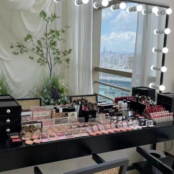 法式复古婚纱店美容院专业带灯化妆台高级影楼彩妆店工作室梳妆台