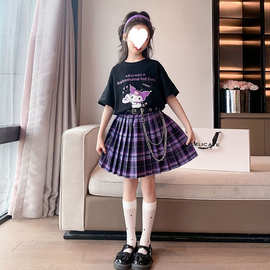 库洛米衣服女童jk套装网红女孩夏装连衣裙儿童夏季学院风百褶裙子