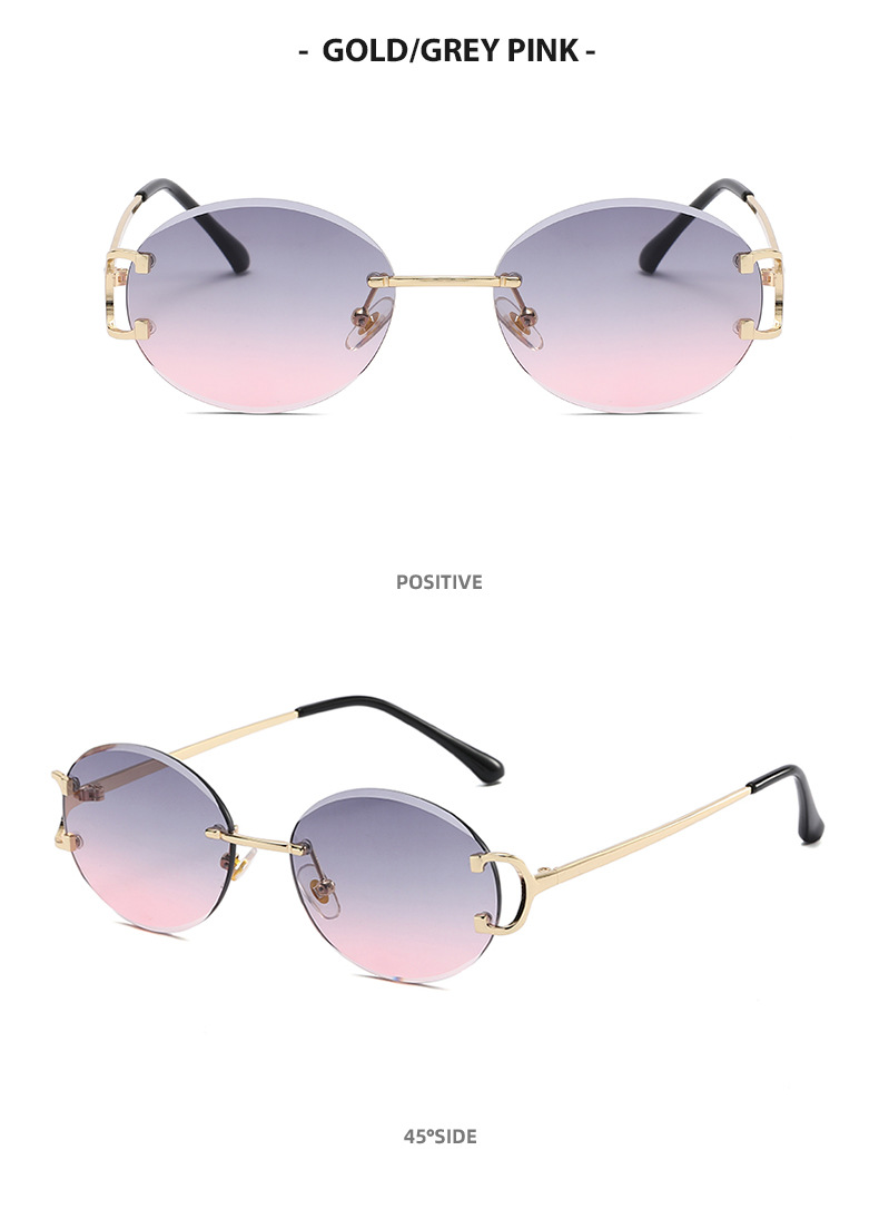 Modern Style Streetwear Round Pc Round Frame Frameless Women's Sunglasses display picture 3