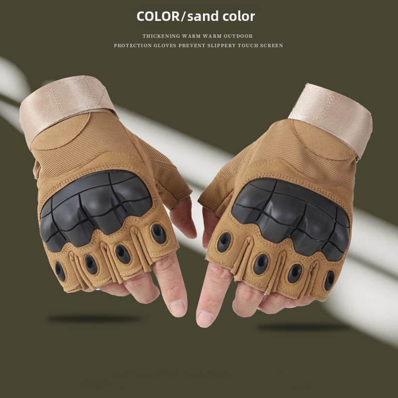 Tactical gloves men's half finger outdoor training fighting hard shell protective riding sports non-slip wear-resistant full finger gloves_maomaolike.com