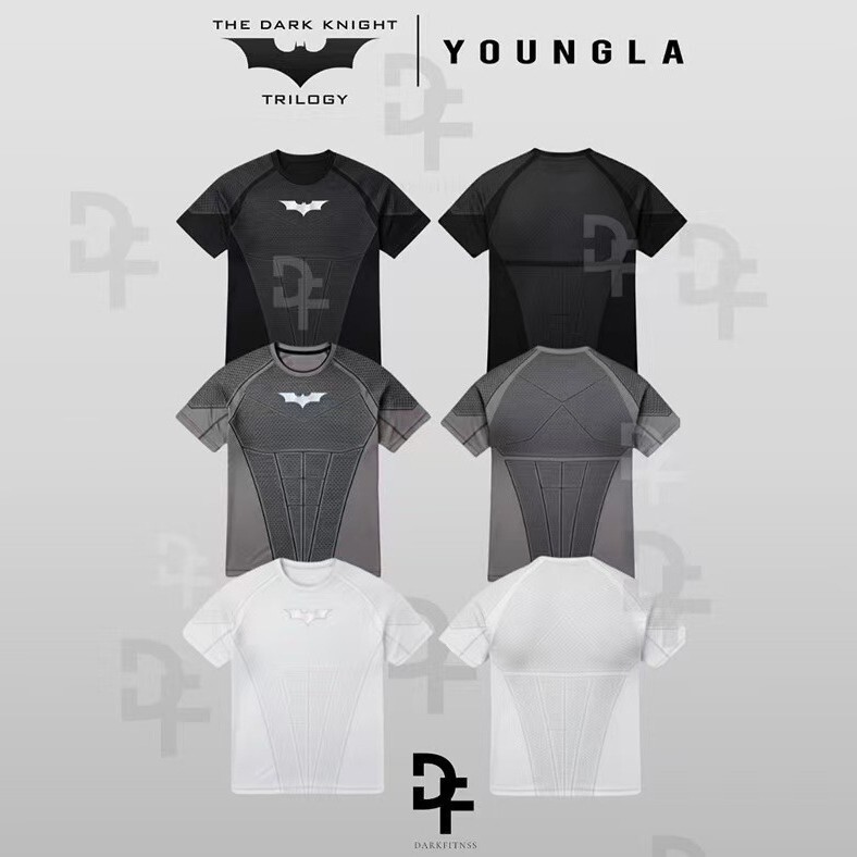 YOUNGLA American-style collaboration Superman new slim-fit T-shirt for men, suitable for fitness, running, training, quick-drying, elastic, short-sleeved, trendy