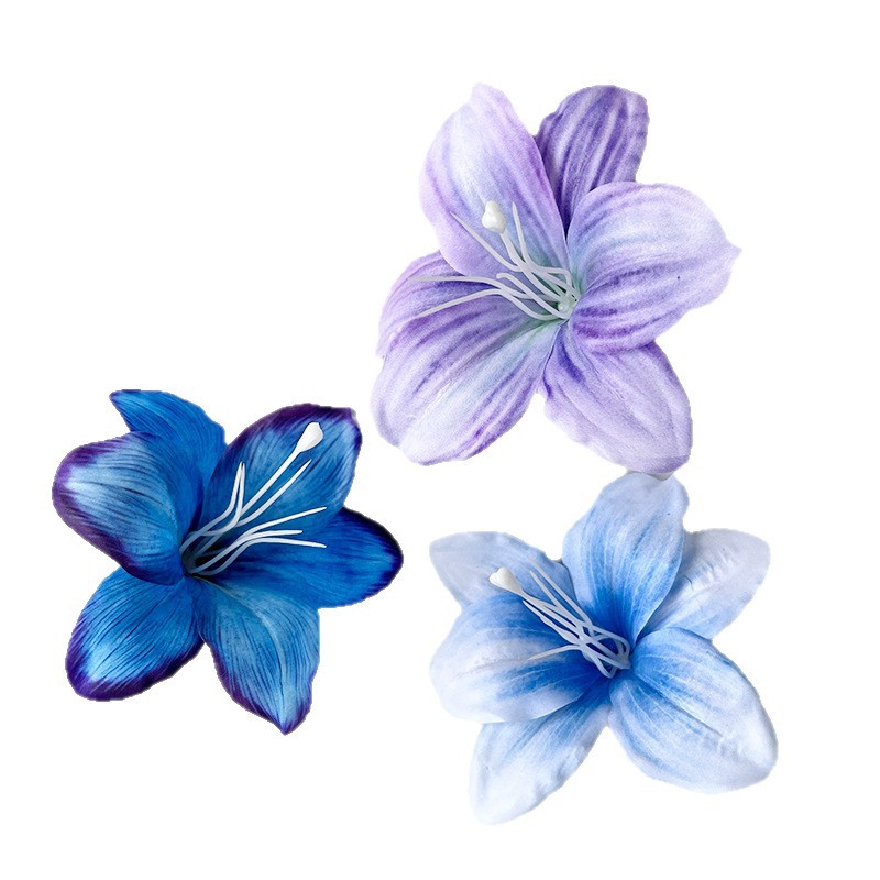 Simulación Hemerocallis lirio flor accesorios de bricolaje flores de seda accesorios de tiro con cabeza de flor flor de celebración de boda pieza hecha a mano de una sola cabeza