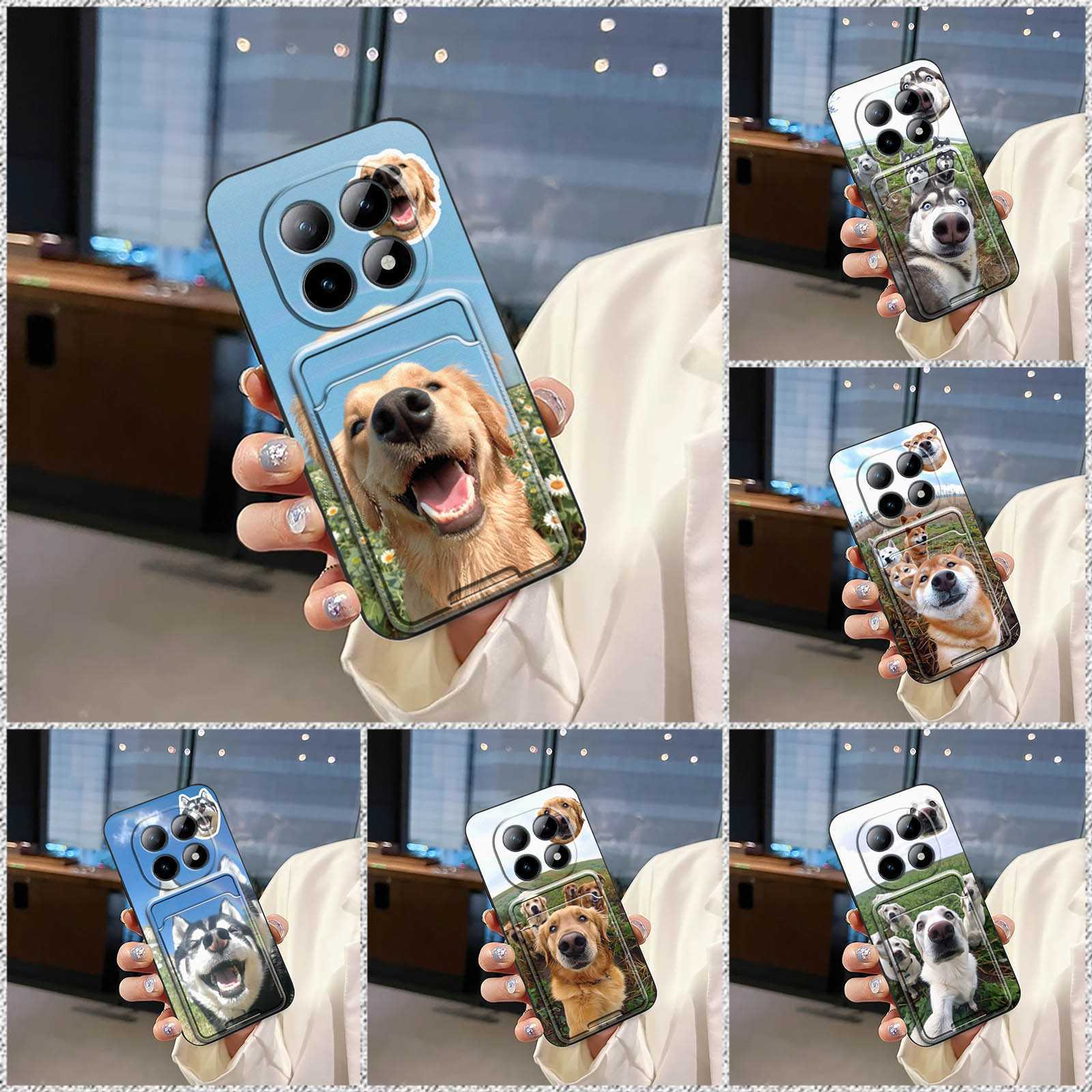 适用小米手机壳软壳狗卡通放照片新款身份证个性简约自拍零钱猫