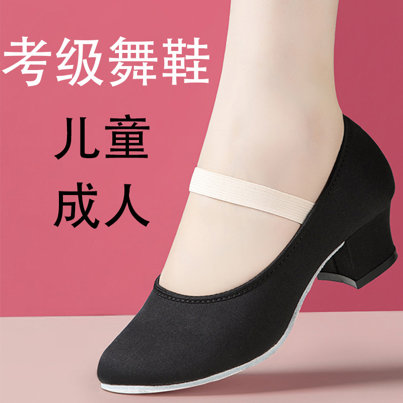 Dance shoes grading shoes children adult special dancing shoes representative character ethnic dance Yangko teacher shoes female Black