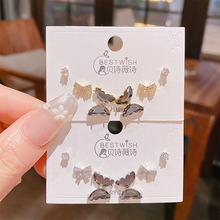 秋季新品蝴蝶结水晶气质三对装耳钉 女银针韩版耳钉6件套耳环饰品