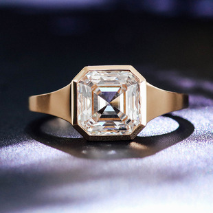 Factory wholesale personality 18K gold 4 karat asche cultivation diamond ring all-inclusive inlaid wedding ring for men